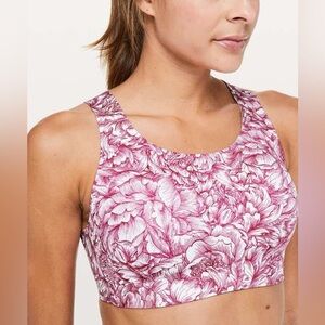 Lululemon Enlite running supportive floral white pink sports bra- 34E